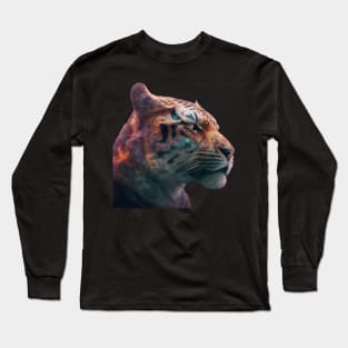 Tiger Face in Space with unique Design Long Sleeve T-Shirt